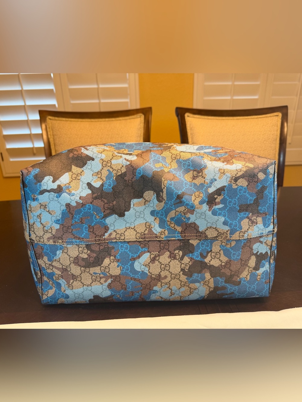 New Authentic Gucci GG Supreme Logo Tote Bag and Pouch Blue Brown Large - Picture 9 of 16